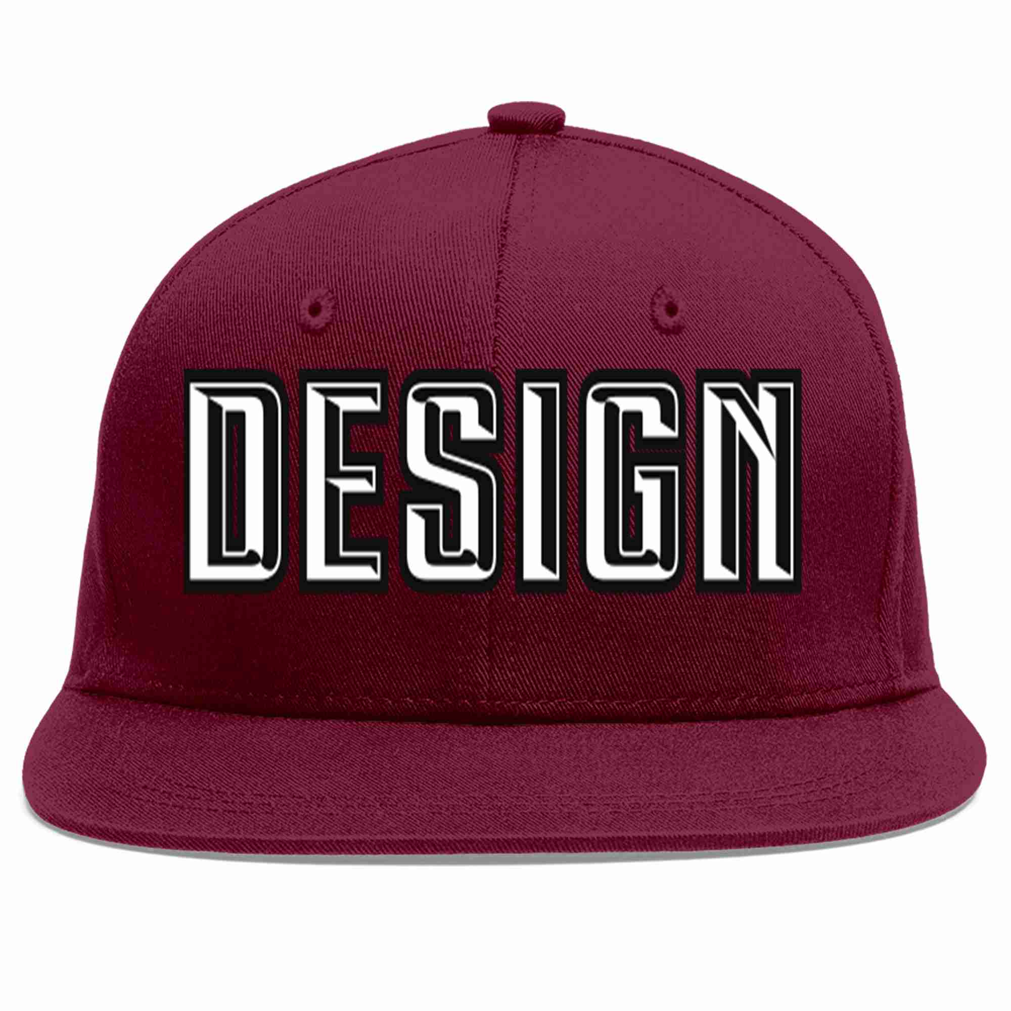 Custom Crimson White-Black Flat Eaves Sport Baseball Cap Design for Men/Women/Youth