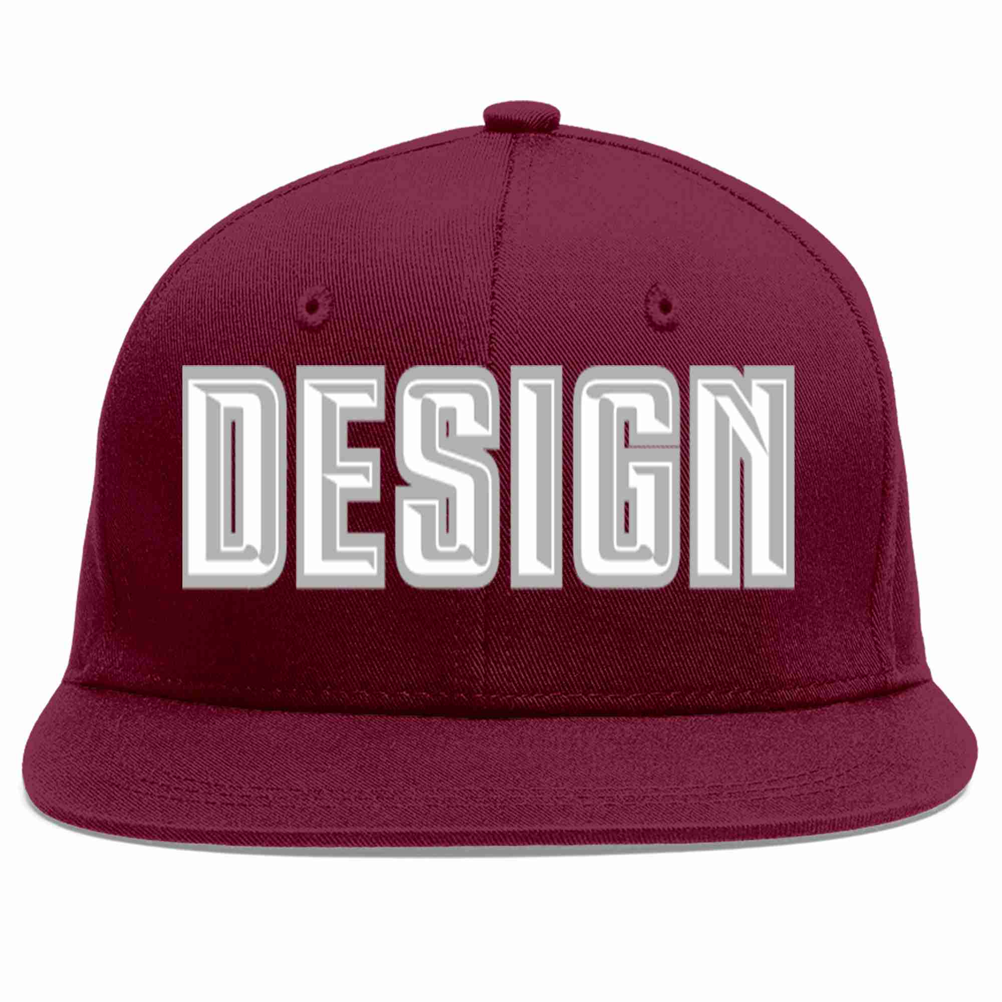 Custom Crimson White-Gray Flat Eaves Sport Baseball Cap Design for Men/Women/Youth