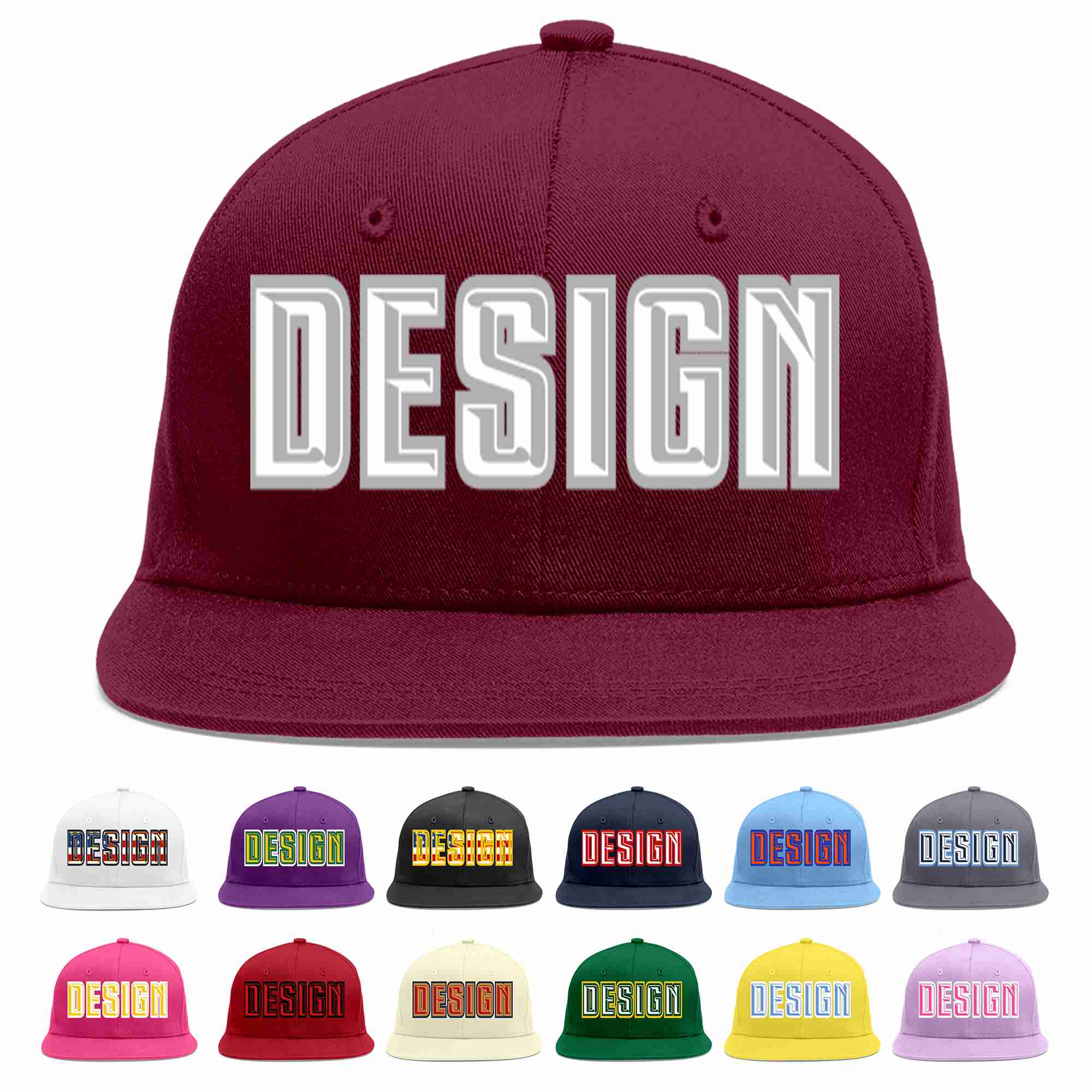 Custom Crimson White-Gray Flat Eaves Sport Baseball Cap Design for Men/Women/Youth