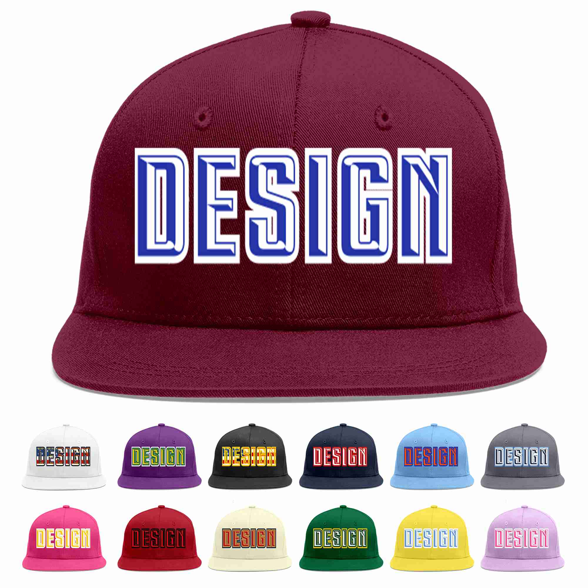 Custom Crimson Royal-White Flat Eaves Sport Baseball Cap Design for Men/Women/Youth