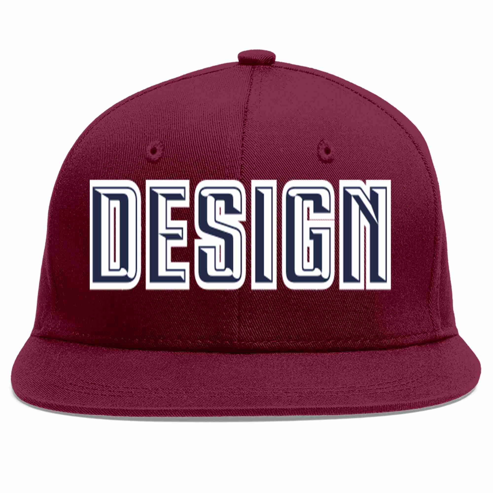 Custom Crimson Navy-White Flat Eaves Sport Baseball Cap Design for Men/Women/Youth