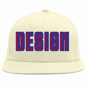 Custom Cream Red-Royal Flat Eaves Sport Baseball Cap Design for Men/Women/Youth