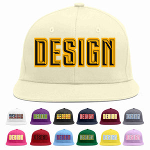 Conception personnalisée de casquette de baseball de sport à Eaves plates noir-jaune crème pour hommes/femmes/jeunes