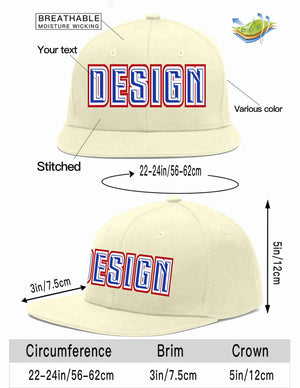 Custom Cream Royal-White Flat Eaves Sport Baseball Cap Design for Men/Women/Youth