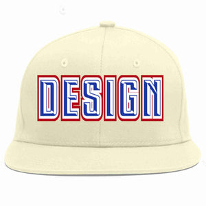 Custom Cream Royal-White Flat Eaves Sport Baseball Cap Design for Men/Women/Youth