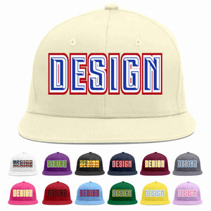 Custom Cream Royal-White Flat Eaves Sport Baseball Cap Design for Men/Women/Youth