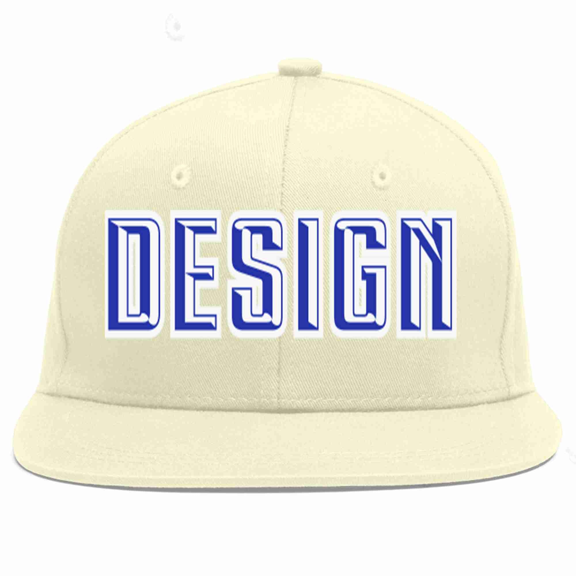 Custom Cream Royal-White Flat Eaves Sport Baseball Cap Design for Men/Women/Youth