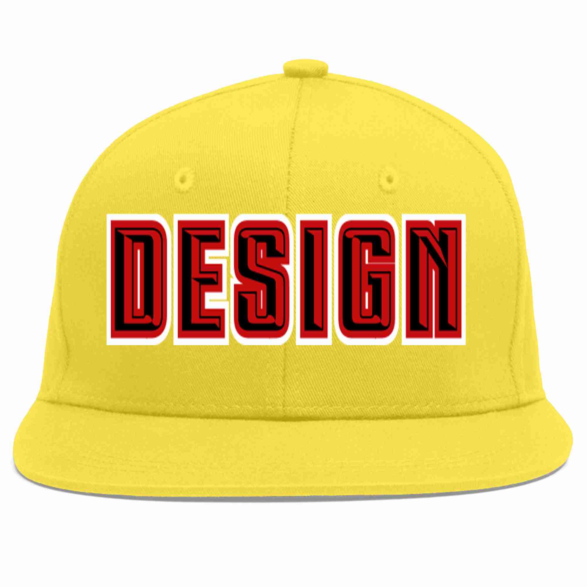 Custom Light Gold Black-Red Flat Eaves Sport Baseball Cap Design for Men/Women/Youth