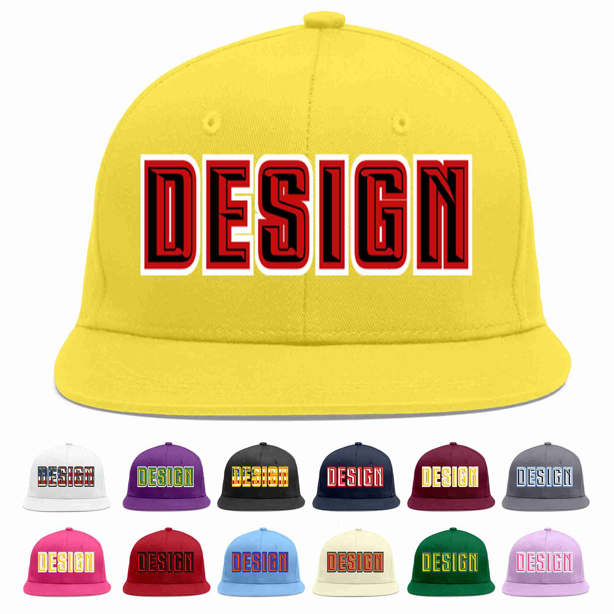 Custom Light Gold Black-Red Flat Eaves Sport Baseball Cap Design for Men/Women/Youth