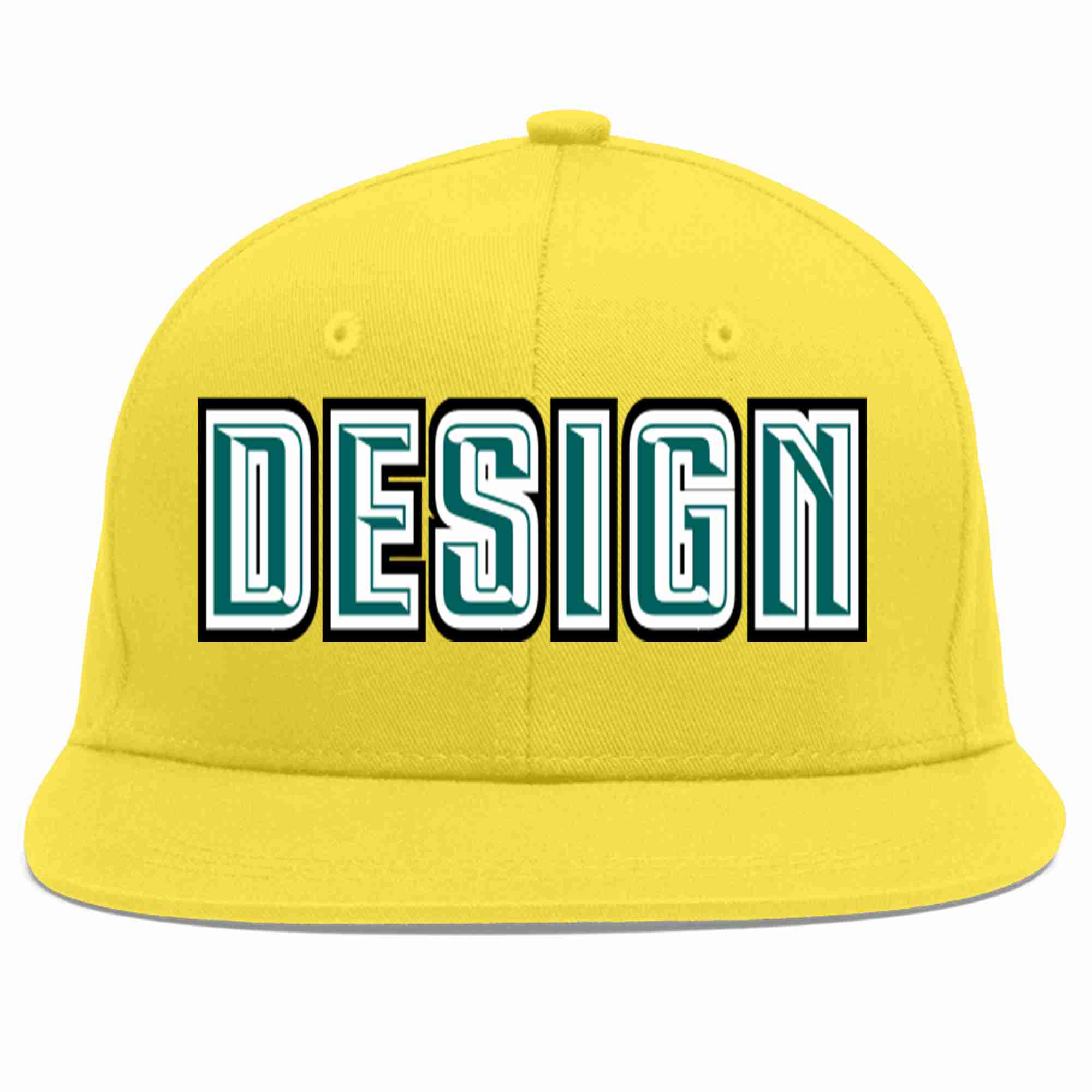 Custom Light Gold Aqua-White Flat Eaves Sport Baseball Cap Design for Men/Women/Youth