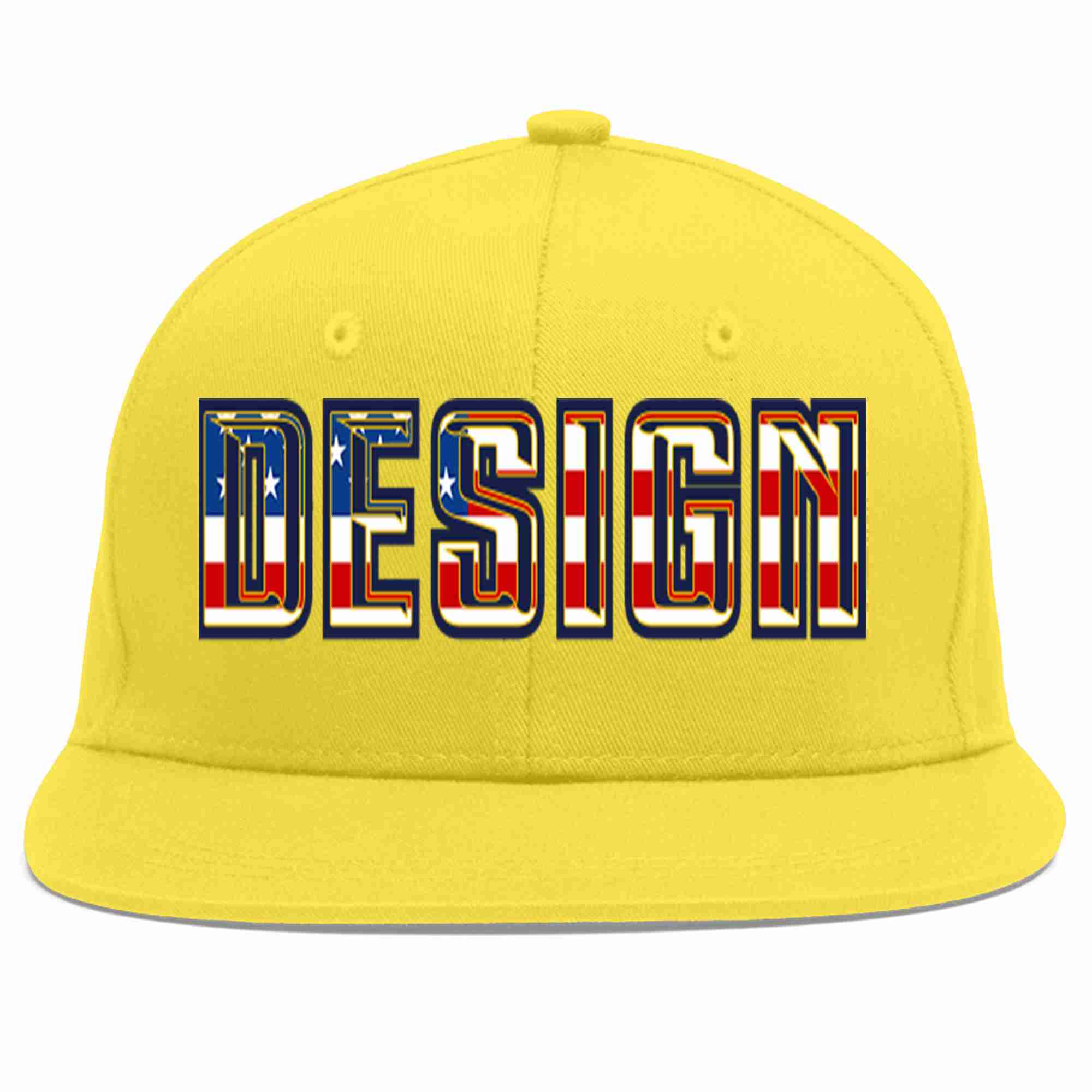 Custom Light Gold Vintage USA Flag-Gold Flat Eaves Sport Baseball Cap Design for Men/Women/Youth