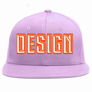 Conception personnalisée de casquette de baseball de sport à avant-toit plat violet clair blanc-orange pour hommes/femmes/jeunes