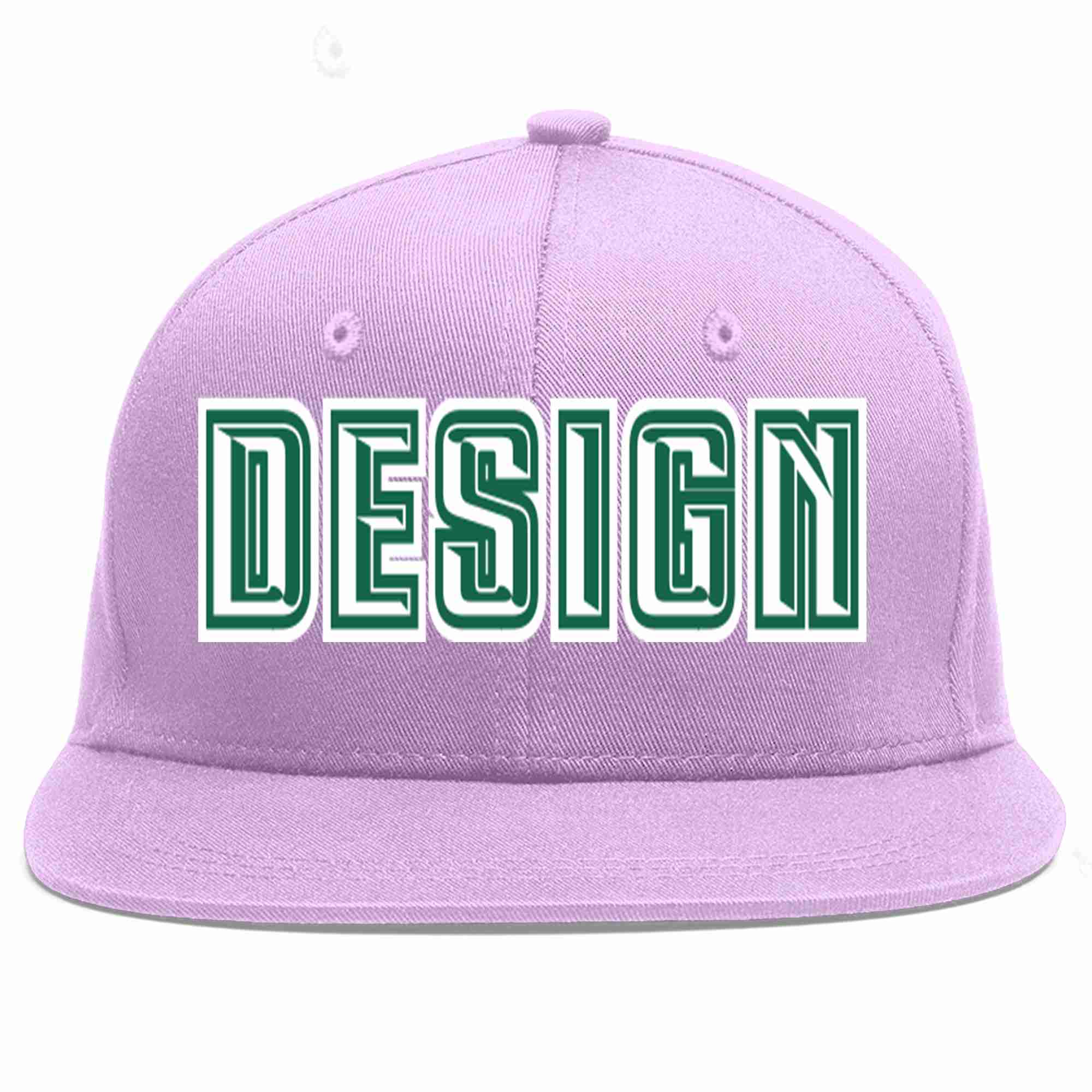 Conception personnalisée de casquette de baseball de sport à avant-toit plat violet clair blanc-vert Kelly pour hommes/femmes/jeunes