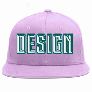 Conception personnalisée de casquette de baseball de sport à avant-toit plat violet clair blanc-aqua pour hommes/femmes/jeunes