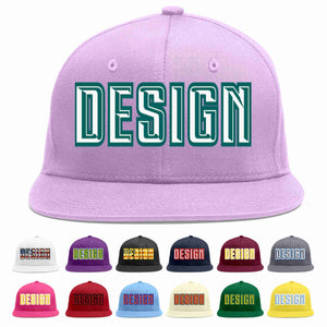 Conception personnalisée de casquette de baseball de sport à avant-toit plat violet clair blanc-aqua pour hommes/femmes/jeunes