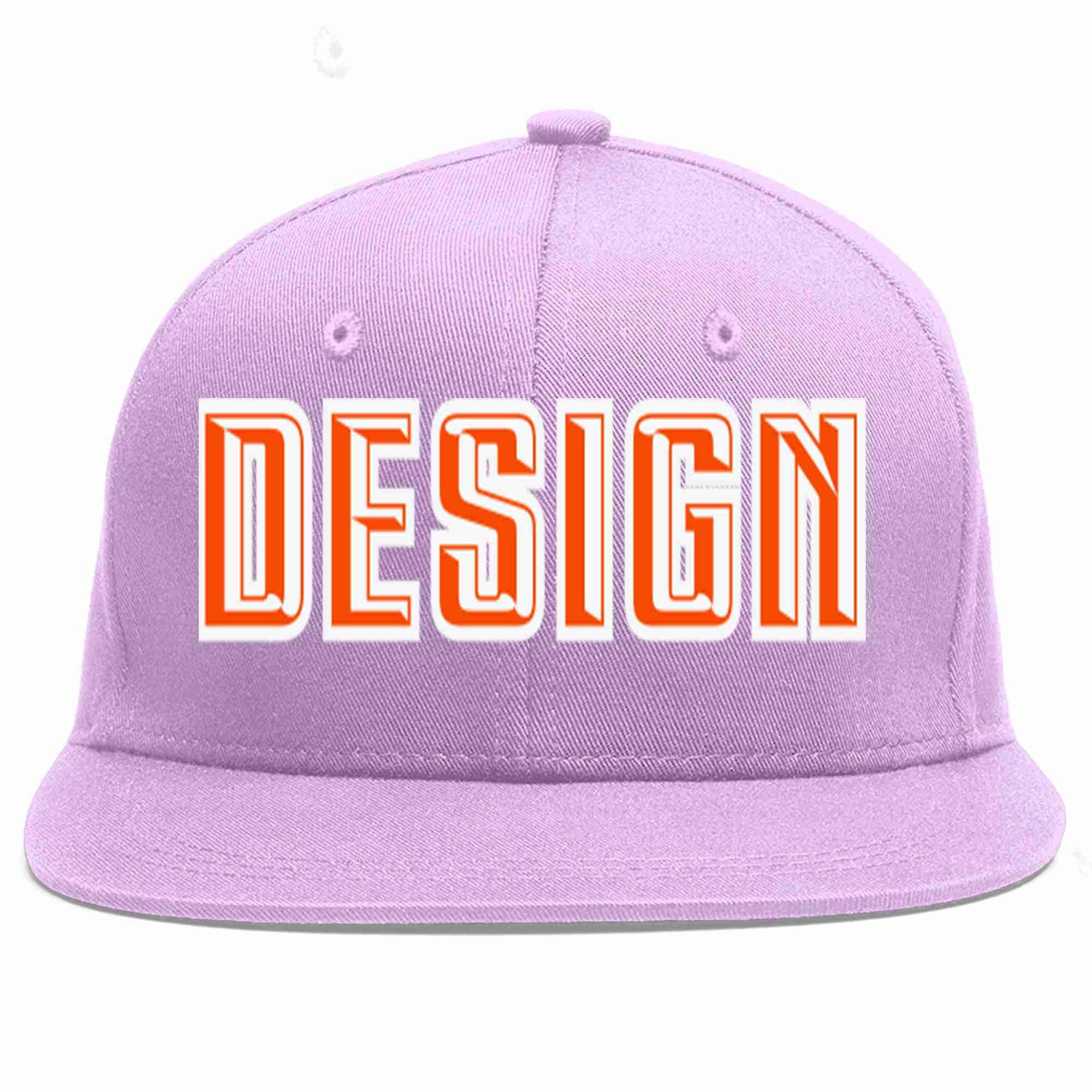 Custom Light Purple Orange-White Flat Eaves Sport Baseball Cap Design for Men/Women/Youth