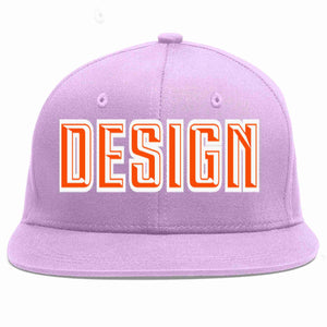 Conception personnalisée de casquette de baseball de sport à avant-toit plat violet clair orange-blanc pour hommes/femmes/jeunes