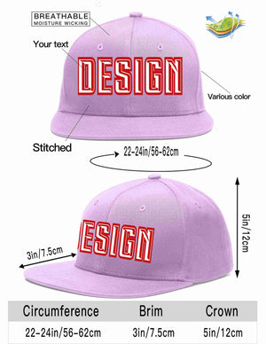 Custom Light Purple White-Red Flat Eaves Sport Baseball Cap Design for Men/Women/Youth