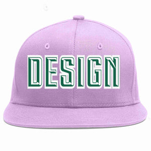 Conception personnalisée de casquette de baseball de sport à avant-toit plat violet clair Kelly vert-blanc pour hommes/femmes/jeunes