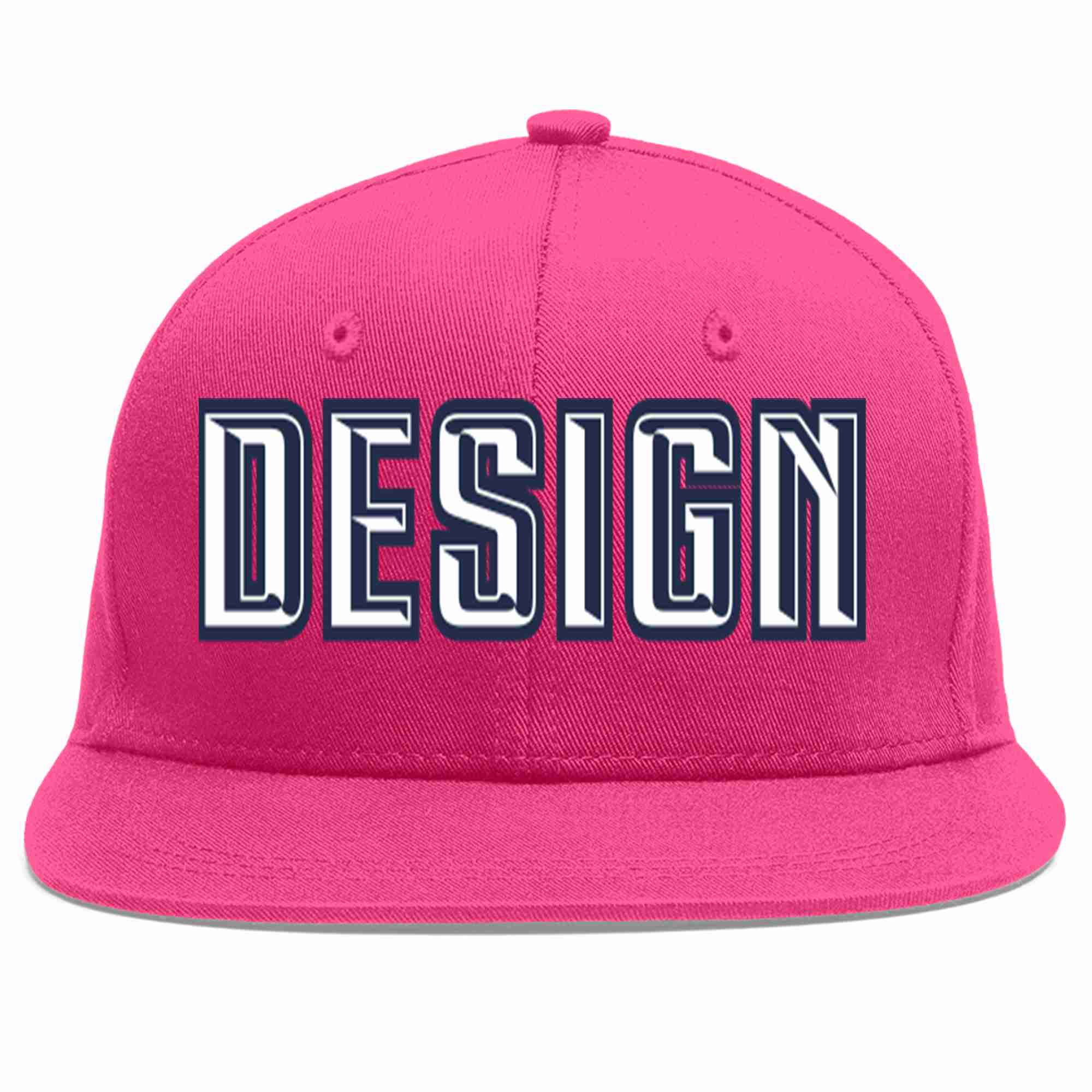 Custom Rose Red White-Navy Flat Eaves Sport Baseball Cap Design for Men/Women/Youth