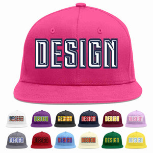 Conception personnalisée de casquette de baseball de sport à avant-toit plat rose rouge blanc-marine pour hommes/femmes/jeunes