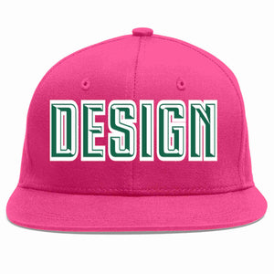 Casquette de baseball personnalisée Rose rouge Kelly vert-blanc, Design plat pour hommes/femmes/jeunes