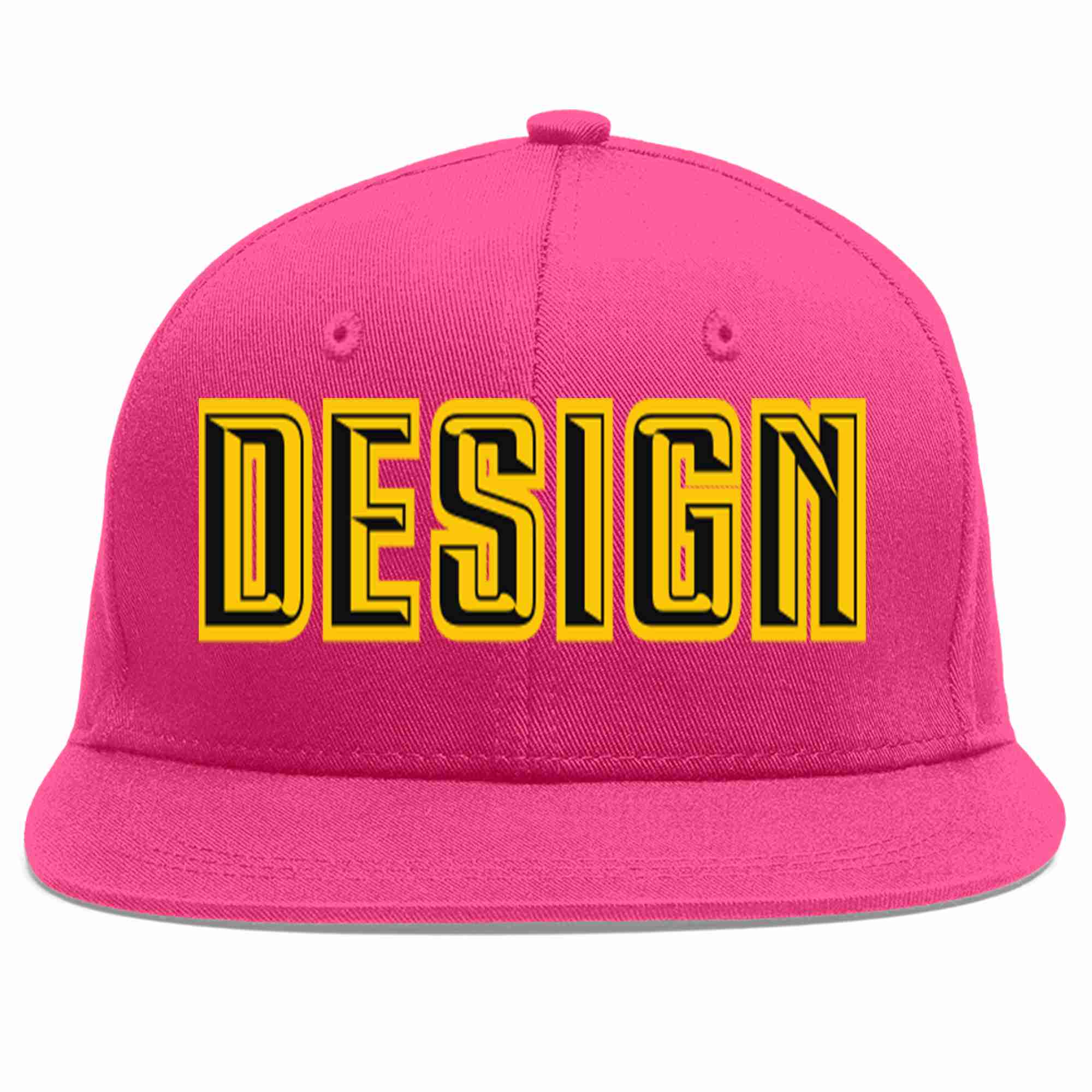 Custom Rose Red Black-Gold Flat Eaves Sport Baseball Cap Design for Men/Women/Youth