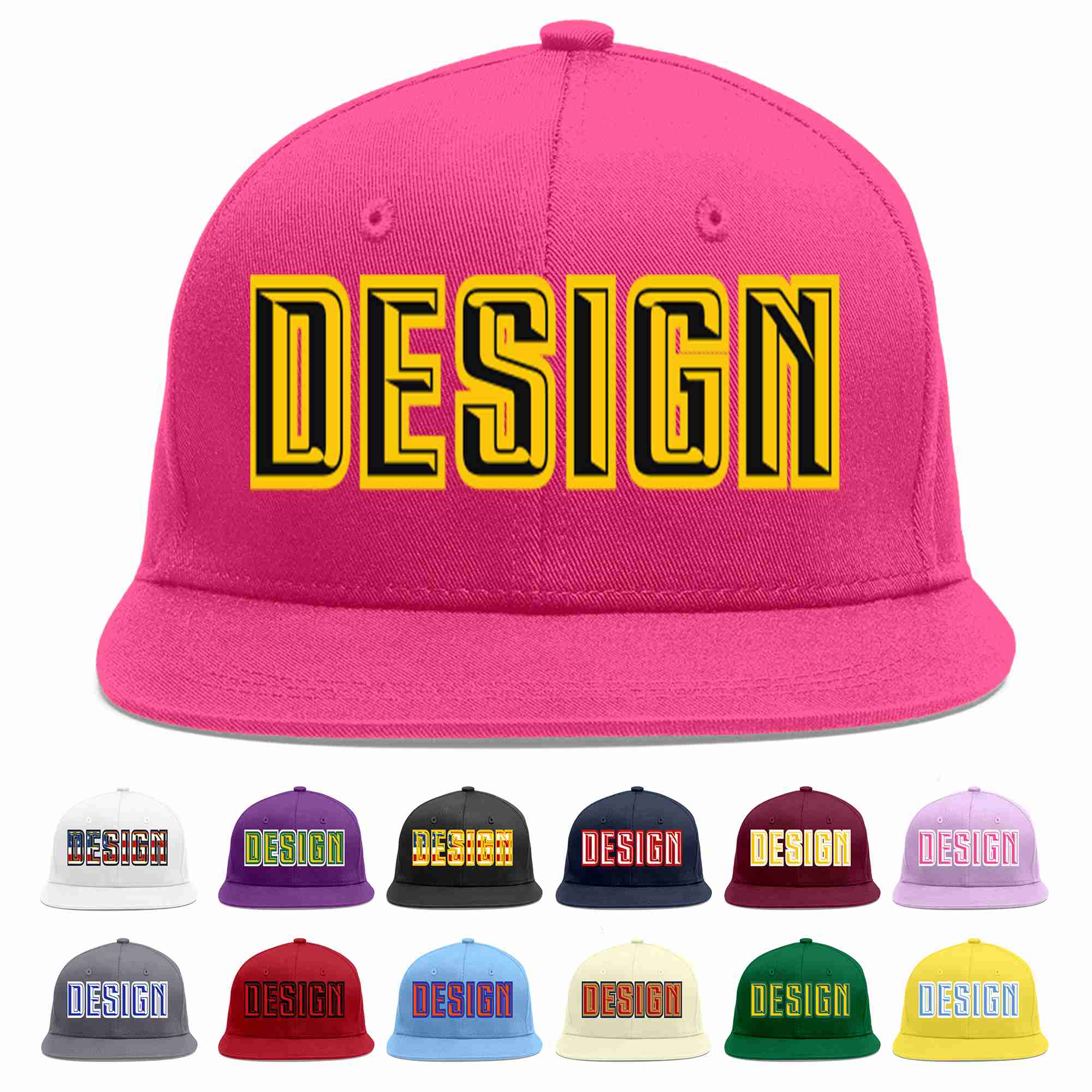 Custom Rose Red Black-Gold Flat Eaves Sport Baseball Cap Design for Men/Women/Youth