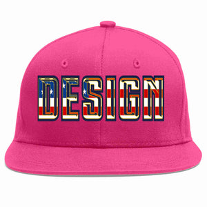 Custom Rose Red Vintage USA Flag-Gold Flat Eaves Sport Baseball Cap Design for Men/Women/Youth