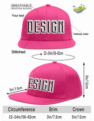 Custom Rose Red Black-White Flat Eaves Sport Baseball Cap Design for Men/Women/Youth