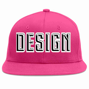 Custom Rose Red Black-White Flat Eaves Sport Baseball Cap Design for Men/Women/Youth