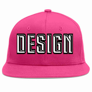 Custom Rose Red White-Black Flat Eaves Sport Baseball Cap Design for Men/Women/Youth