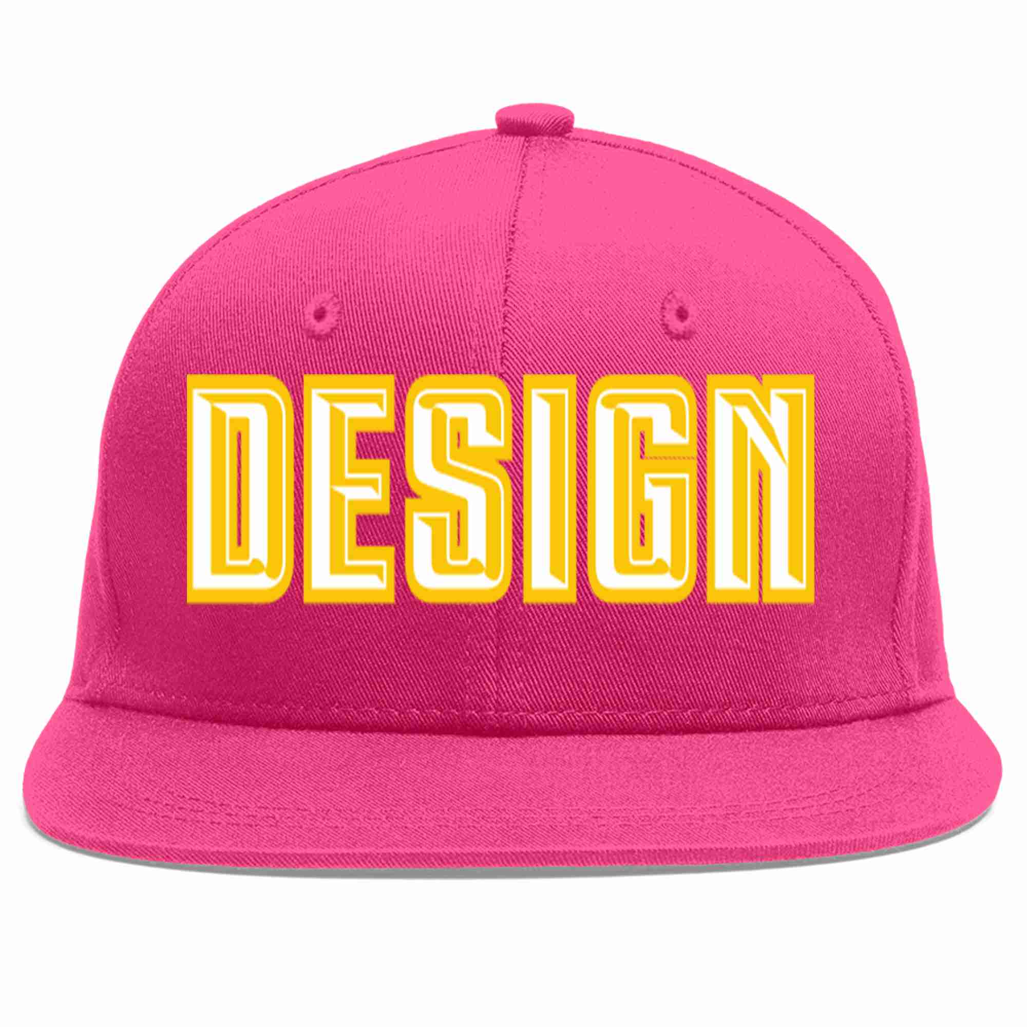 Custom Rose Red White-Gold Flat Eaves Sport Baseball Cap Design for Men/Women/Youth