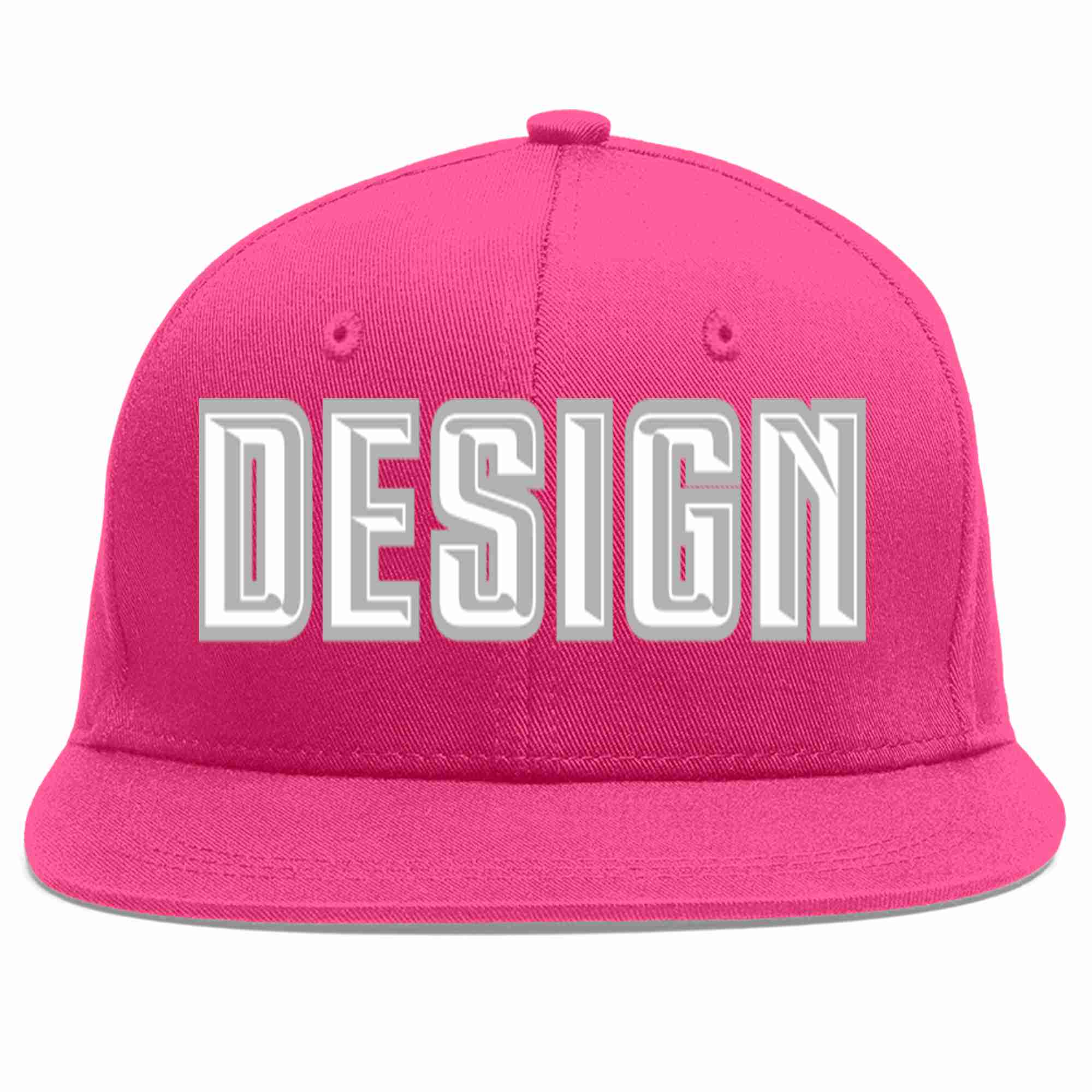 Custom Rose Red White-Gray Flat Eaves Sport Baseball Cap Design for Men/Women/Youth