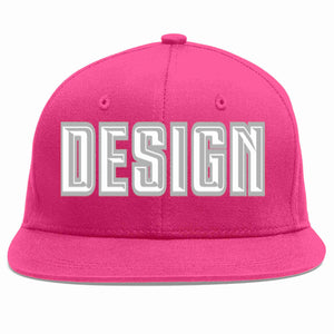 Conception personnalisée de casquette de baseball de sport à avant-toit plat rose rouge blanc-gris pour hommes/femmes/jeunes