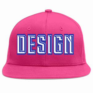 Custom Rose Red White-Royal Flat Eaves Sport Baseball Cap Design for Men/Women/Youth