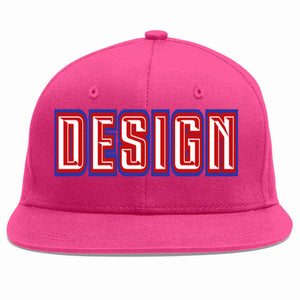 Conception personnalisée de casquette de baseball de sport à avant-toit plat rose rouge blanc-rouge pour hommes/femmes/jeunes