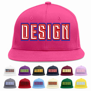 Conception personnalisée de casquette de baseball de sport à avant-toit plat rose rouge blanc-rouge pour hommes/femmes/jeunes