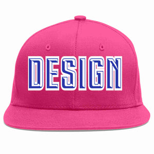 Conception personnalisée de casquette de baseball de sport à avant-toit plat rose rouge royal-blanc pour hommes/femmes/jeunes