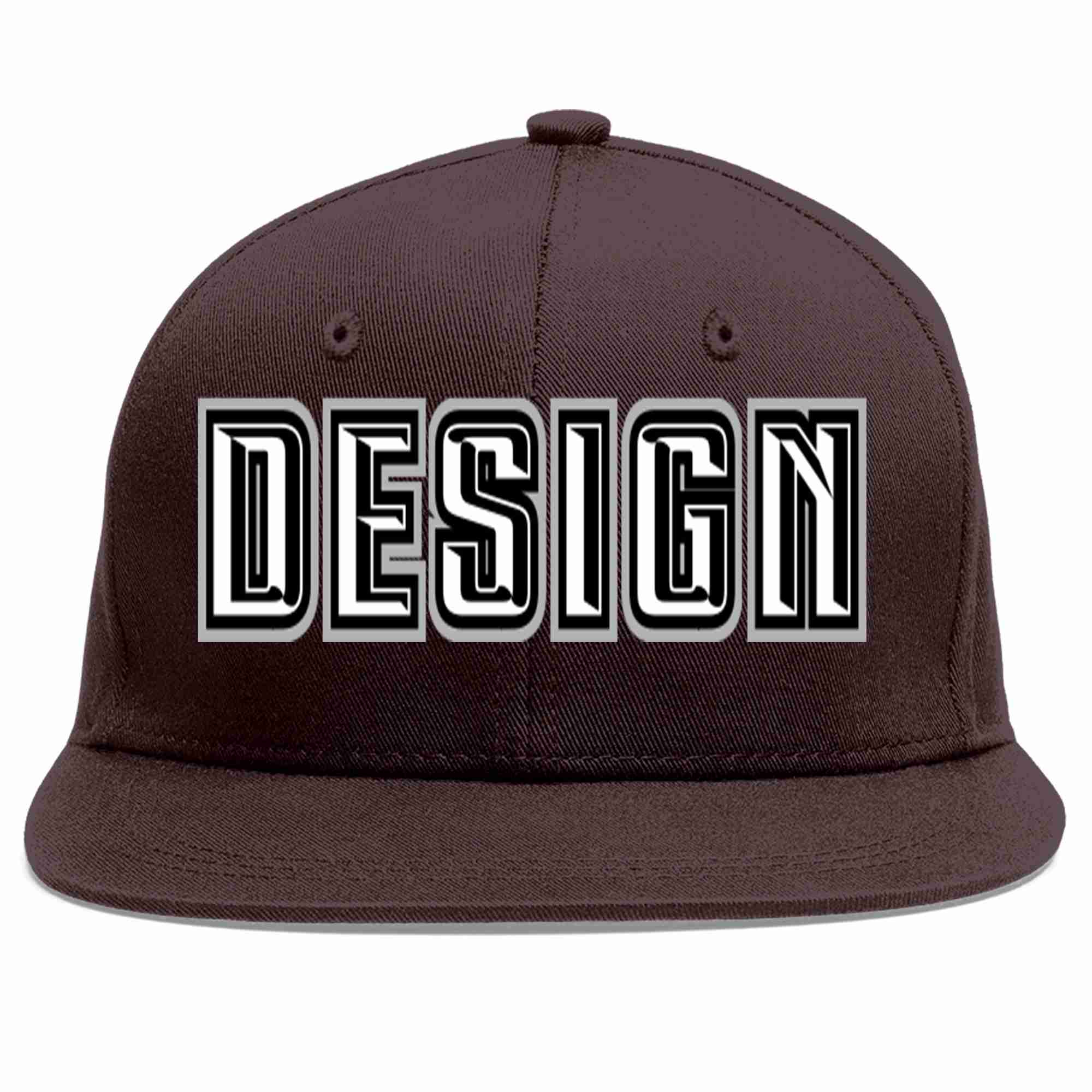 Custom Brown White-Black Flat Eaves Sport Baseball Cap Design for Men/Women/Youth