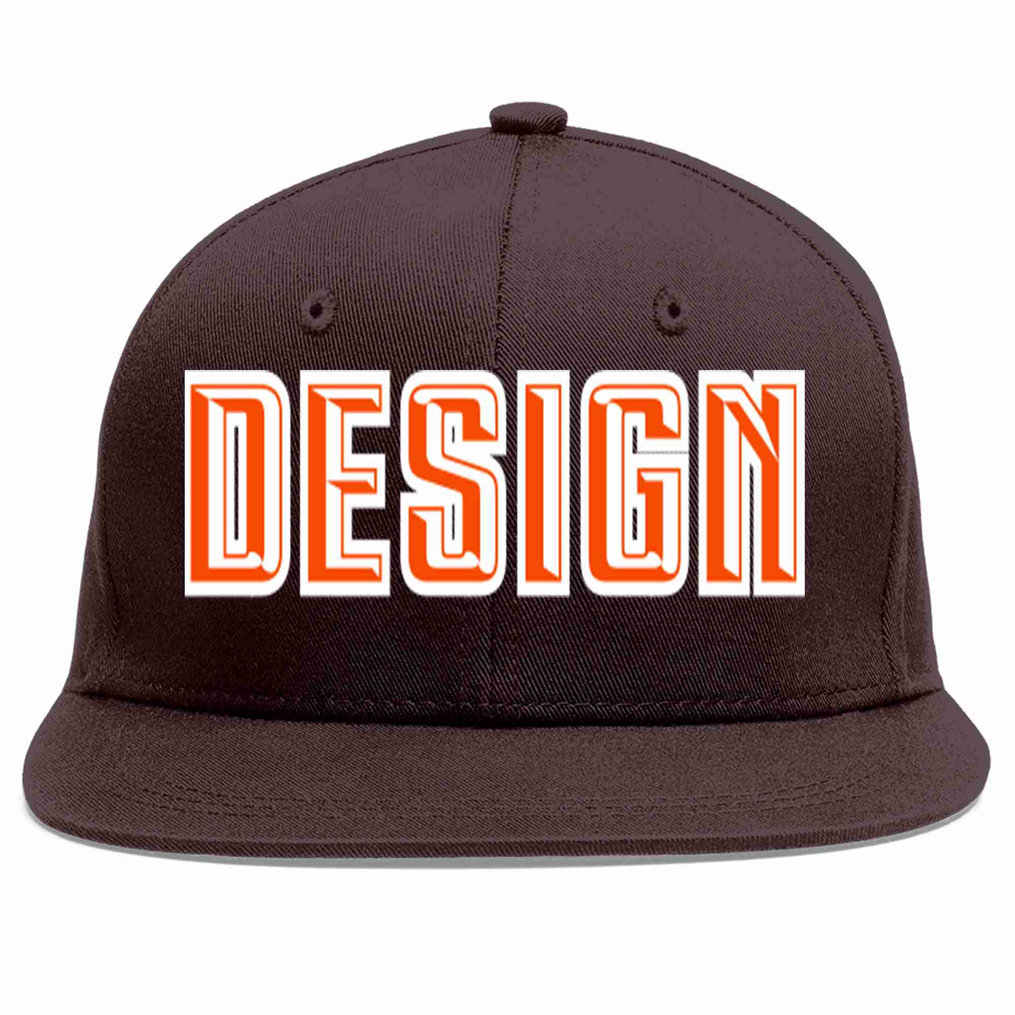 Custom Brown Orange-White Flat Eaves Sport Baseball Cap Design for Men/Women/Youth