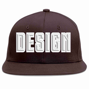 Custom Brown Gray-White Flat Eaves Sport Baseball Cap Design for Men/Women/Youth