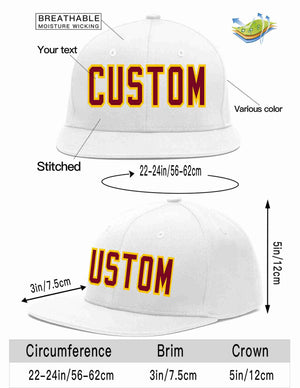 Custom White Crimson-Gold Casual Sport Baseball Cap