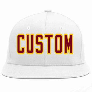 Custom White Crimson-Gold Casual Sport Baseball Cap