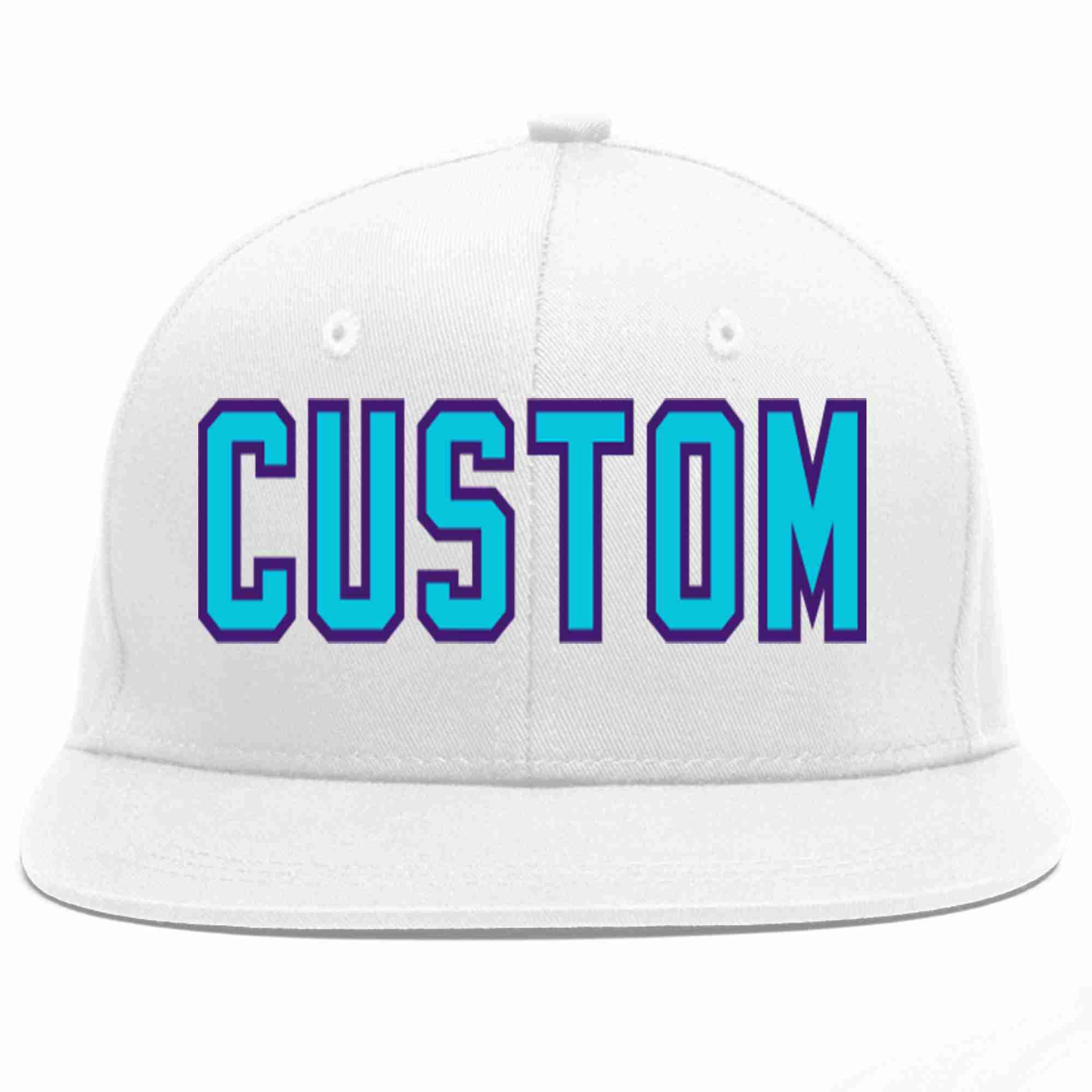 Custom White Light Blue-purple Casual Sport Baseball Cap