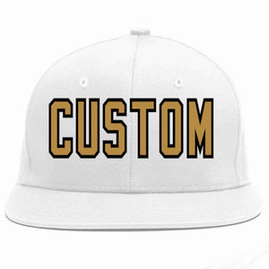 Custom White Old Gold-Black Casual Sport Baseball Cap