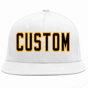 Custom White Black-Yellow Casual Sport Baseball Cap