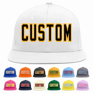 Custom White Black-Yellow Casual Sport Baseball Cap