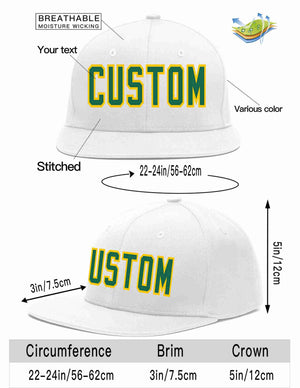 Custom White Kelly Green-Gold Casual Sport Baseball Cap