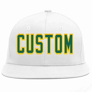 Custom White Kelly Green-Gold Casual Sport Baseball Cap